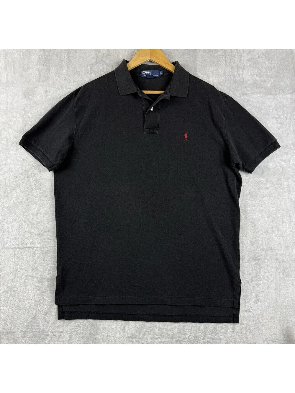 Polo Ralph Lauren Polo Shirt Black Red Pony Cotton MenL Classic Fit Preppy Retro